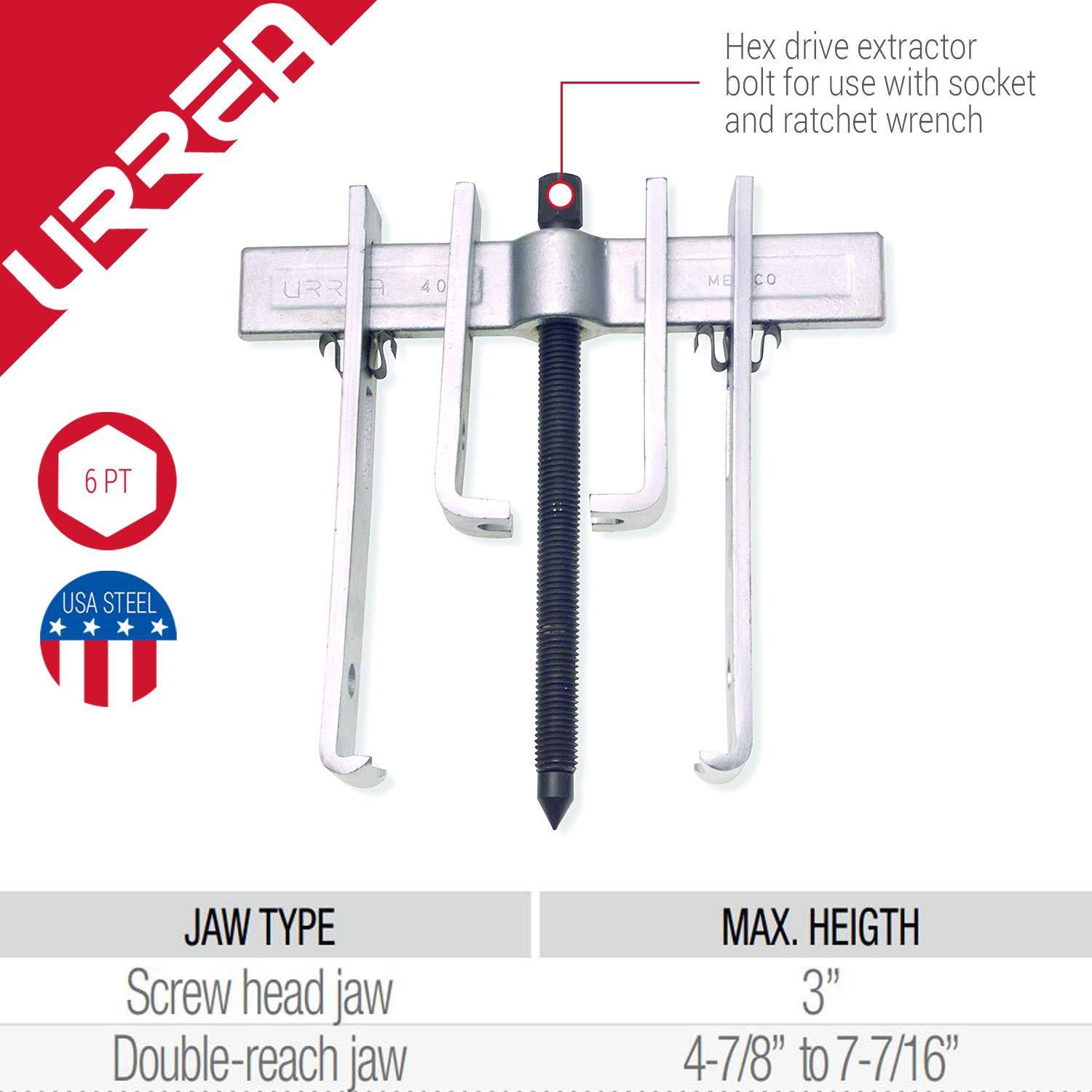 urrea 4238 straight 2 way jaw puller 10 ton without metal box, 8-piece