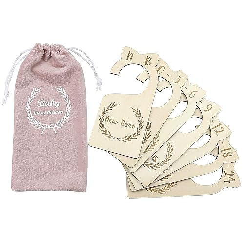 Malihome Premium Wood Baby Closet Dividers,Set of 7,from Newborn to 24 Month,Baby Closet Organizers,Nursery Decor,Baby Clothes Organizers