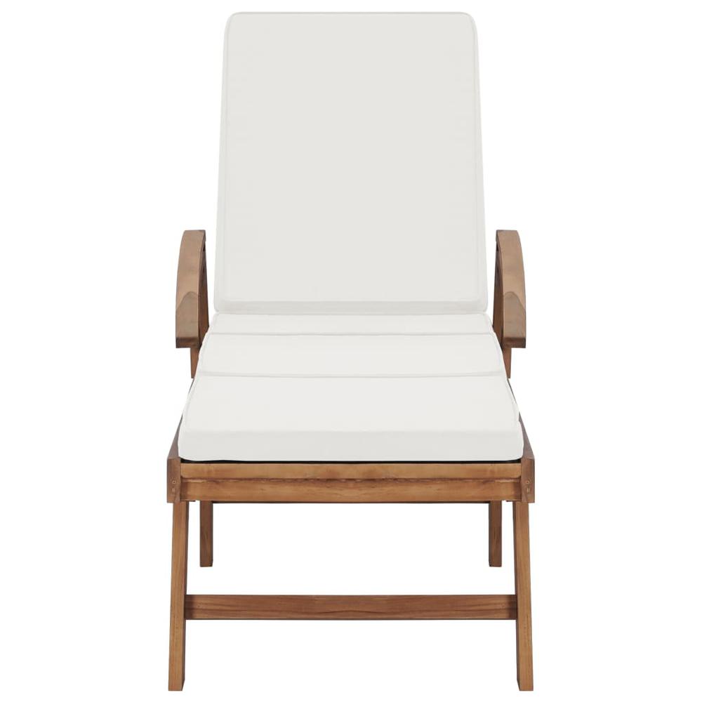 vidaXL Sun Lounger with Cushion Solid Teak Wood Cream, 48022
