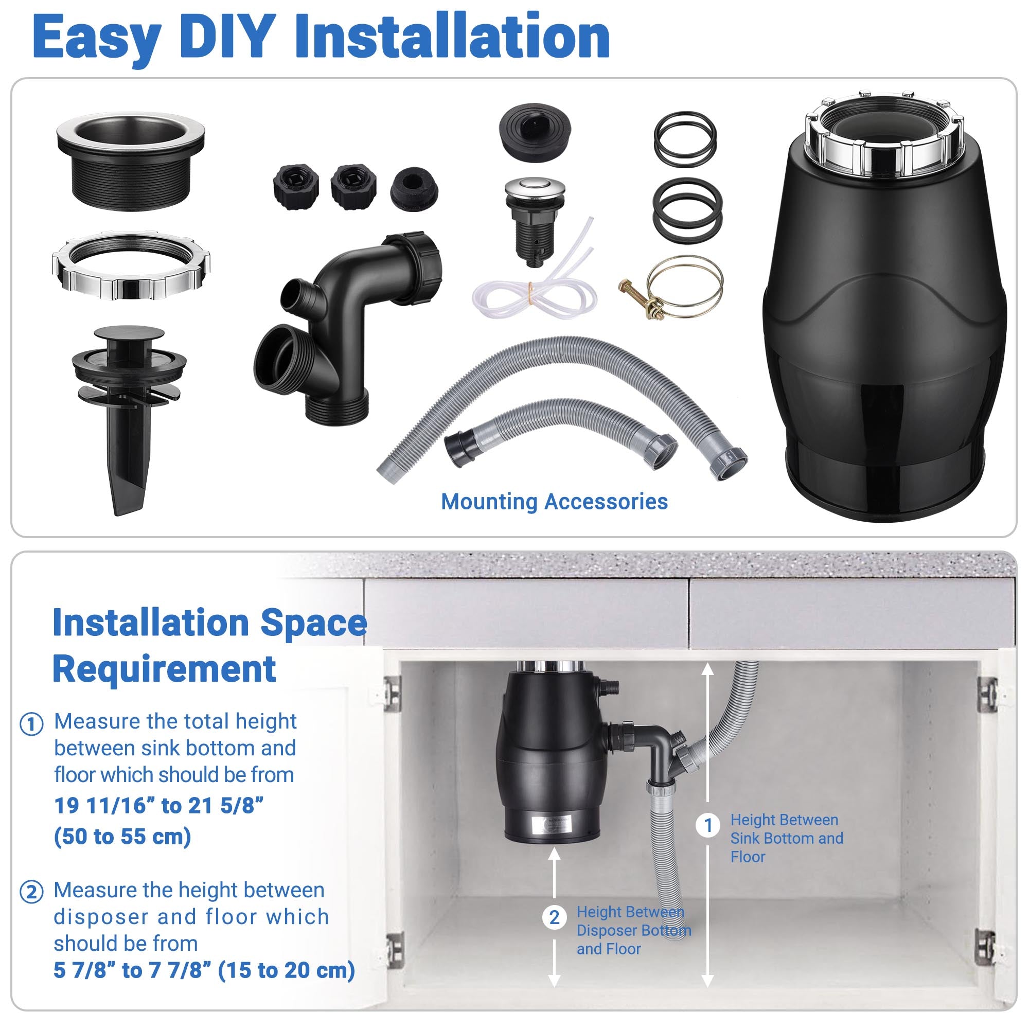 Yescom 1 HP 3000 RPM Continuous Garbage Disposer Feed Household Kitchen Waste Disposal