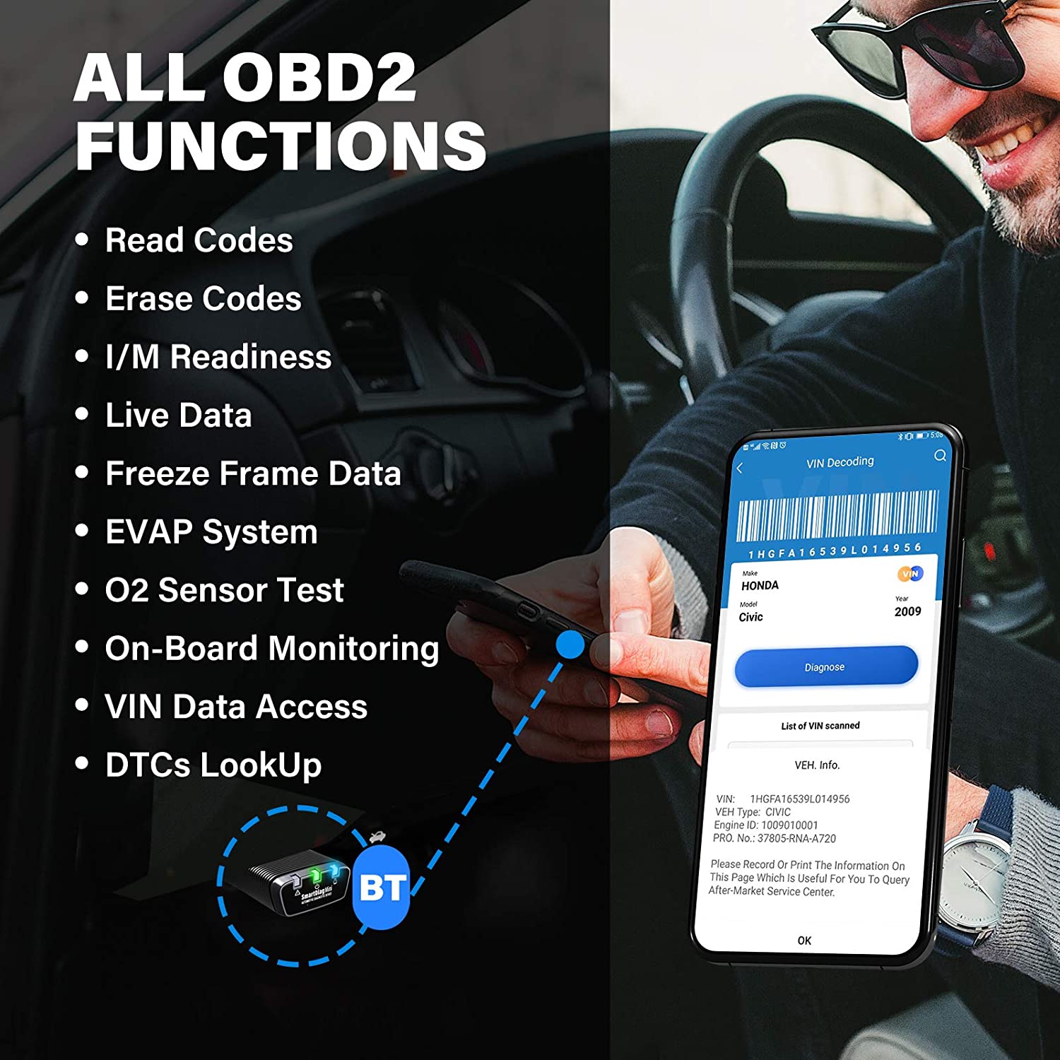 Topdon SmartDiag Mini Bluetooth OBD2 Scanner Full Systems Car Diagnostic Code Reader