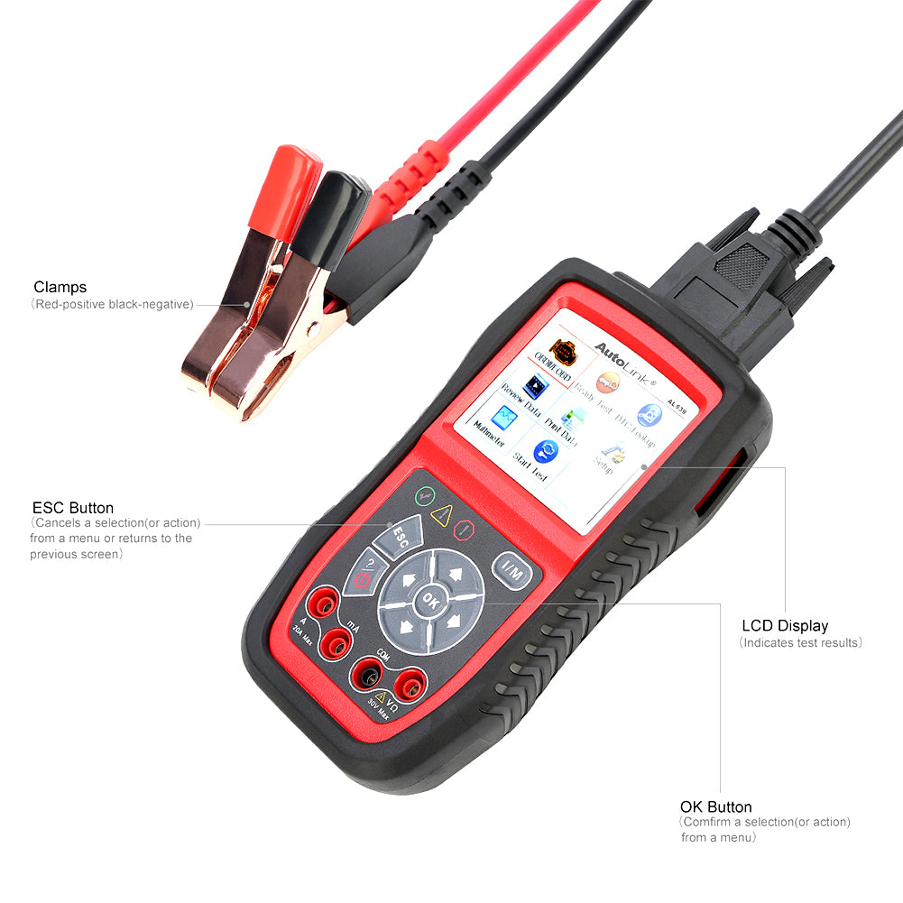 Autel Autolink AL539B OBD2 Scanner, Avometer, Car Battery Tester 3-in-1 for Automotive OBDII Diagnosis &a; Electrical Test