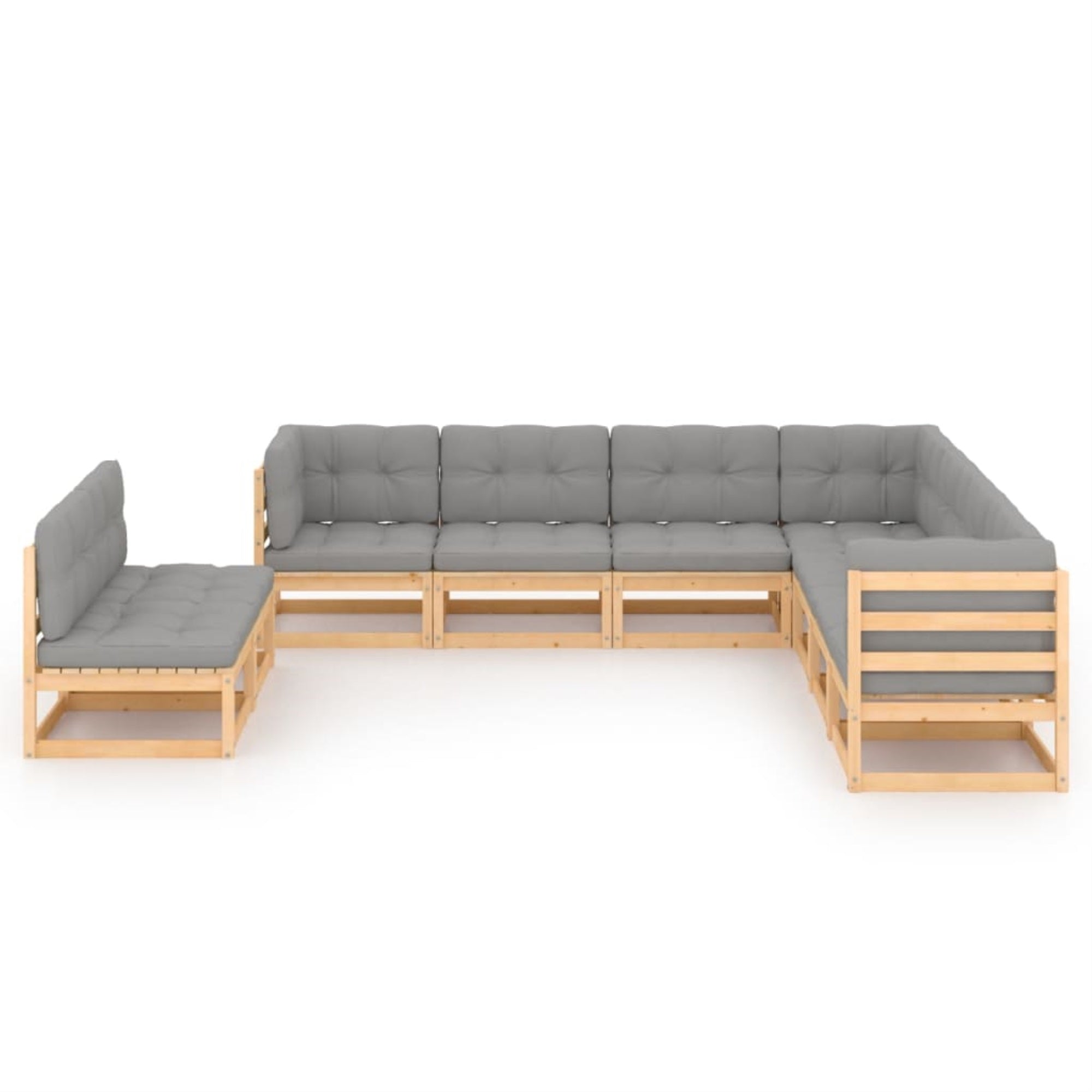 vidaXL 9 Piece Garden Lounge Set with Cushions Solid Pinewood Brown