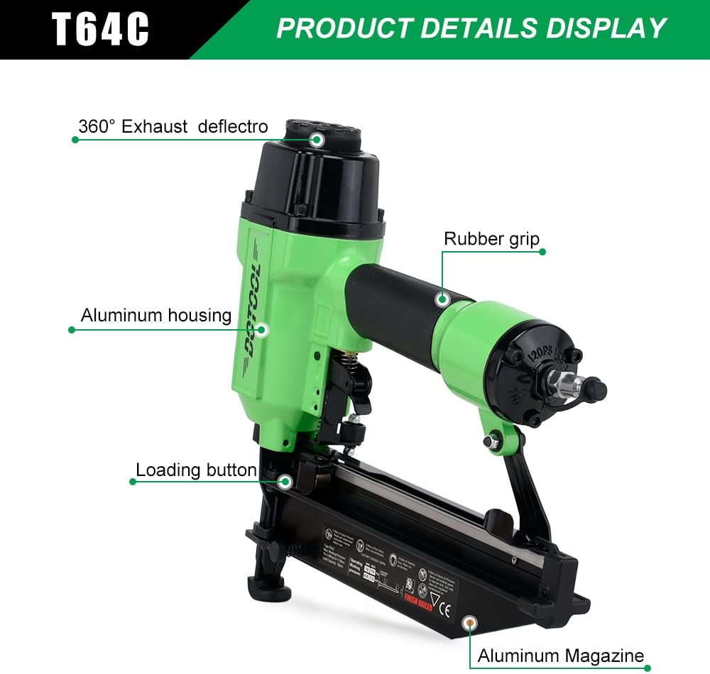 DOTOOL Finish Nailer 16GA 1-inch to 2-1/2-inch Finish Nails Pneumatic Nail Gun with Tool-Free Depth Adjust