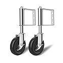 UBeesize Spring Loaded Gate Wheel Caster with Brake,Heavy Duty Gate Wheels with Universal Mount Plate,Ageing Resistance Rubber C