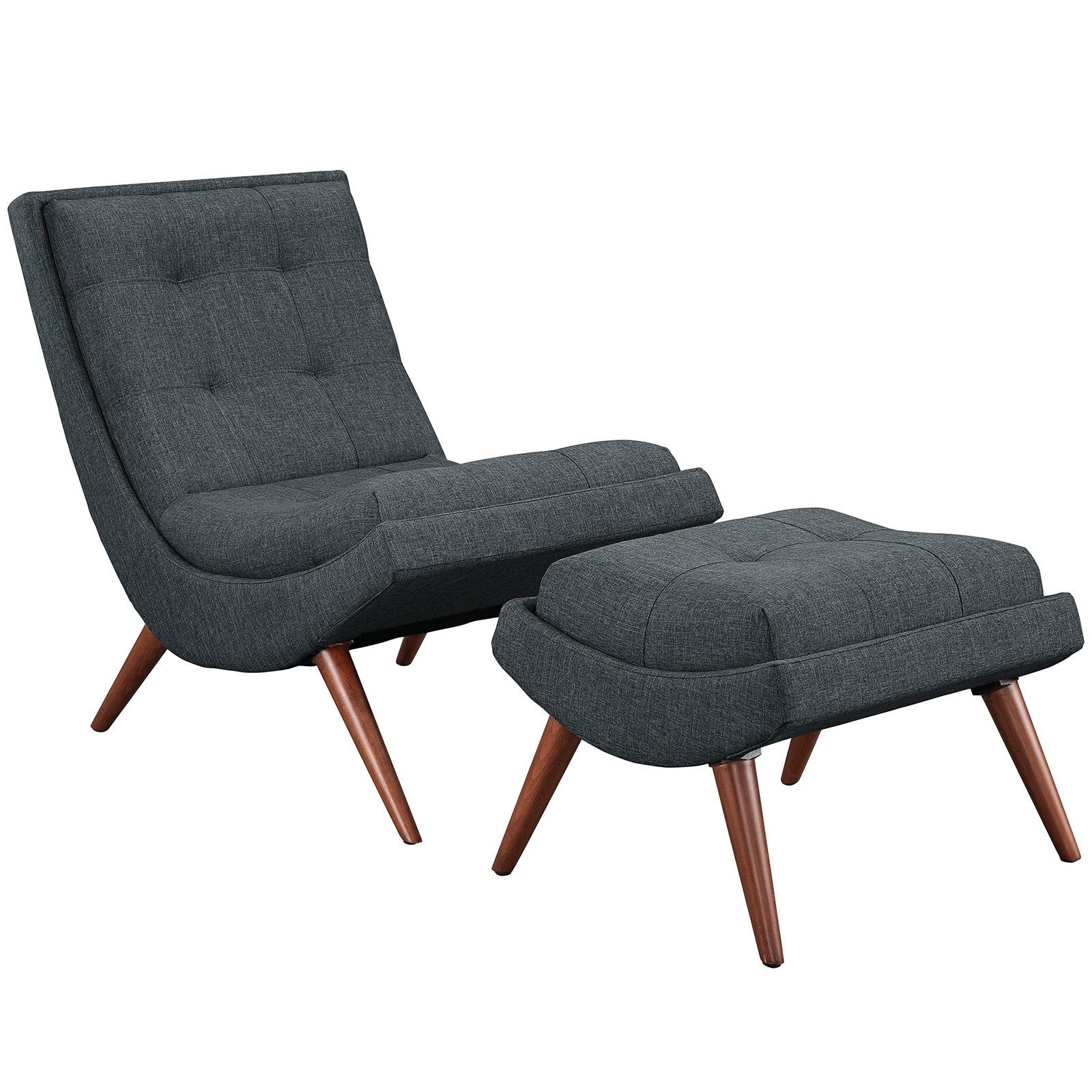 LexMod Ramp Upholstered Fabric Lounge Chair Set in Gray
