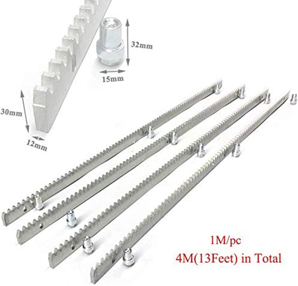 YILIKISS 4pcs Heavy Duty Steel Gear Rack Sliding Gate Opener Teeth Track Gate 0perator Total 13Ft/4M for Slide Door Operators Sliding Ga