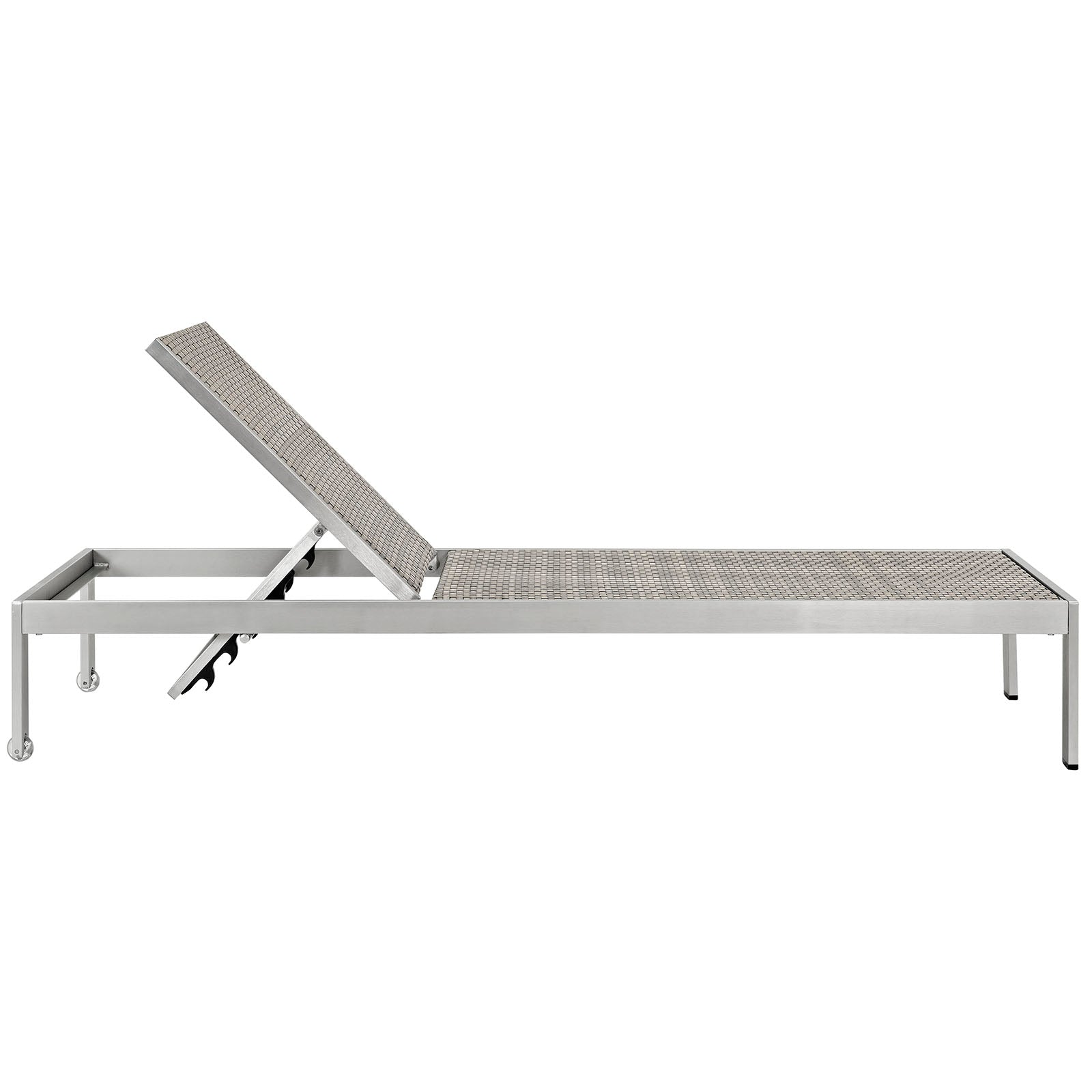 LexMod Shore Chaise Outdoor Patio Aluminum Set of 2 in Silver Gray