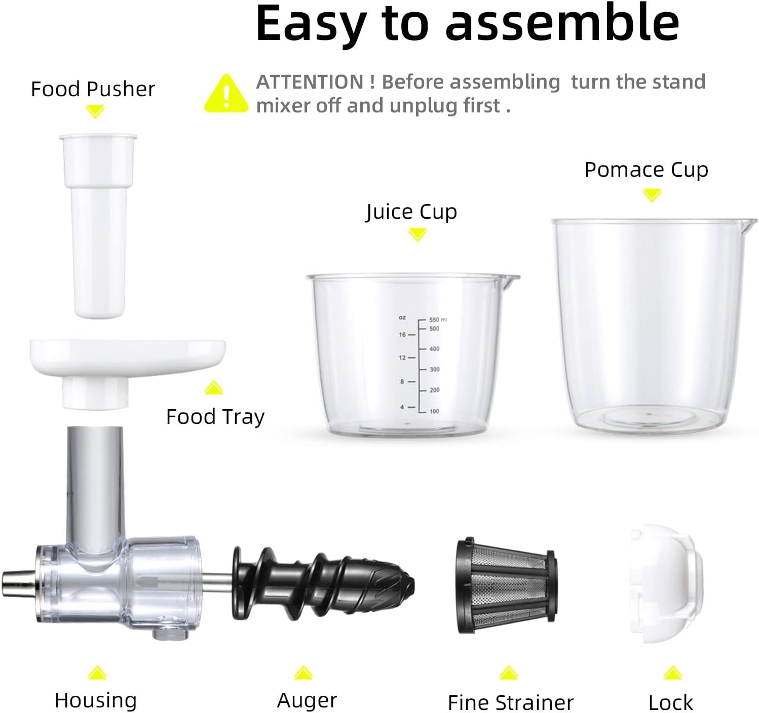 Gdrtwwh Masticating Juicer Accessories, Juicer Machines Attachments Compatible with All KitchenAid Stand Mixers and Cuisinart SM-50BC/S