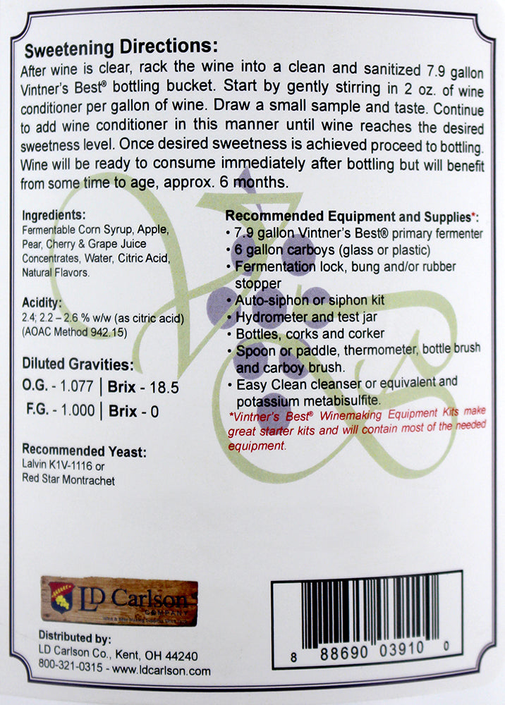 Home Brew Ohio Vintners Best Fruit Wine Base - Cherry 128 oz. Jug