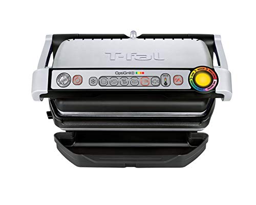 T-fal GC7 Opti-Grill Indoor Electric Grill, 4-Servings, Automatic Sensor Cooking, Silver