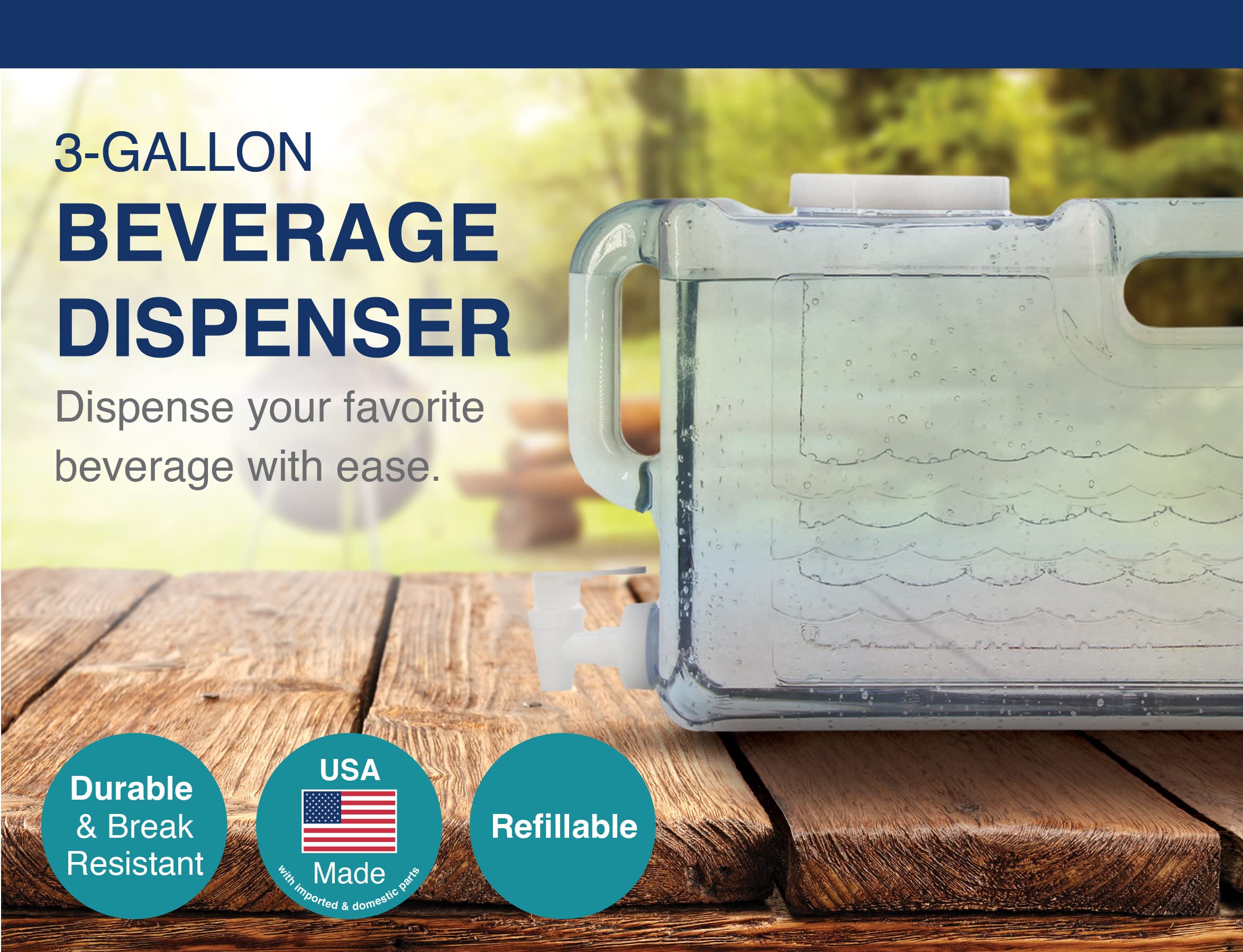 Arrow Home Products Arrow 3 gallon Drink Dispenser for Fridge - Plastic Beverage Dispenser with Spigot for Easy Dispensing - BPA Free Plastic - conv