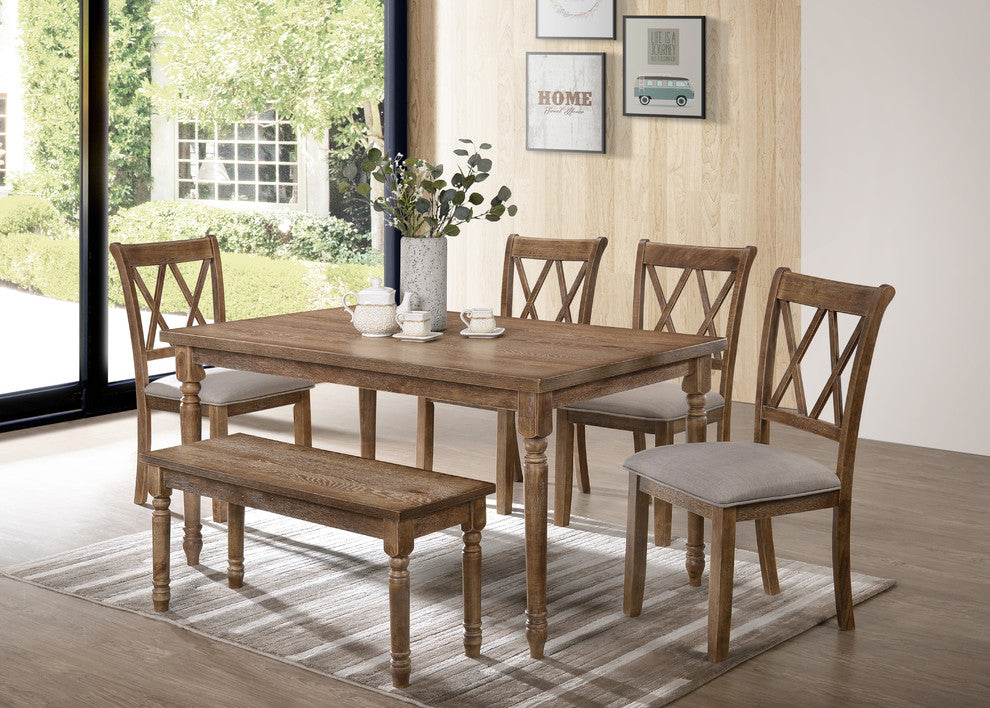 Best Master Furniture Paige Rectangular Dining Table, Natural Oak