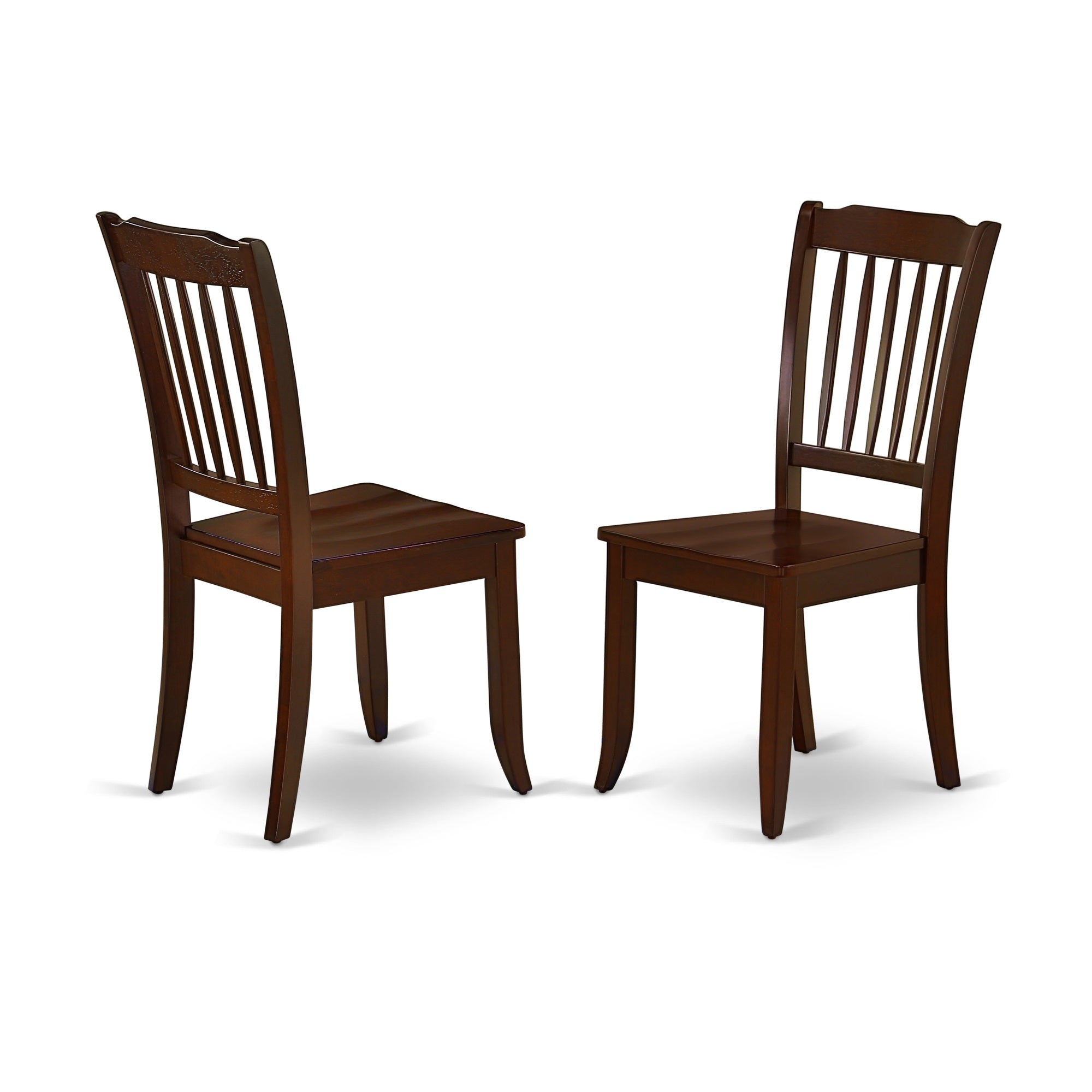 East West Furniture NODA3-MAH-W 3PC Rectangular 42/53.5 inch Table with 12 In Leaf and 2 vertical slatted Chairs