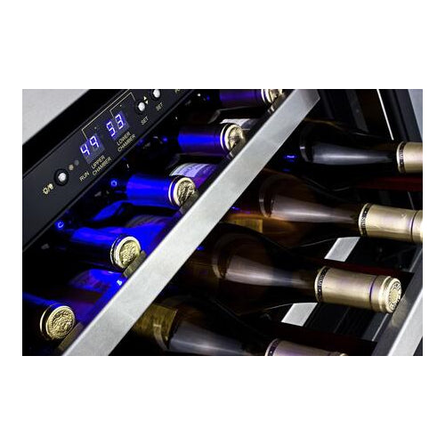 Summit SWC5399BLBIST 24 Dual Zone Wine Cooler with 46 Bottle Capacity in Stainless Steel
