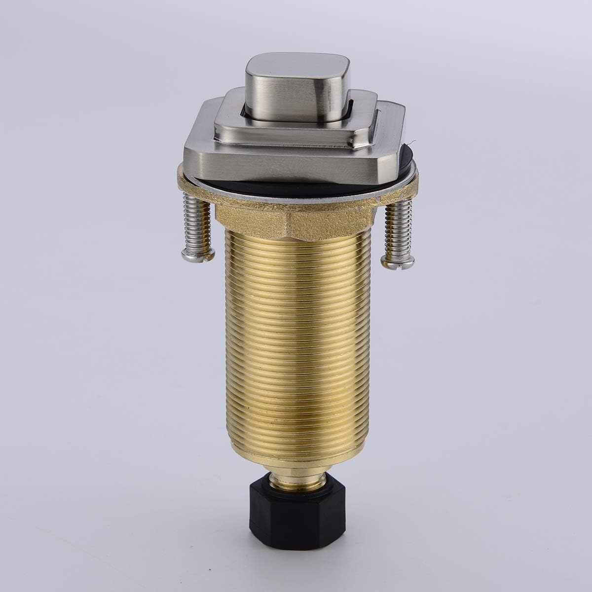 BeStill Sink Top Garbage Disposal Air Switch Kit with Single Outlet, Brushed Nickel Full Brass Long Button (Square)