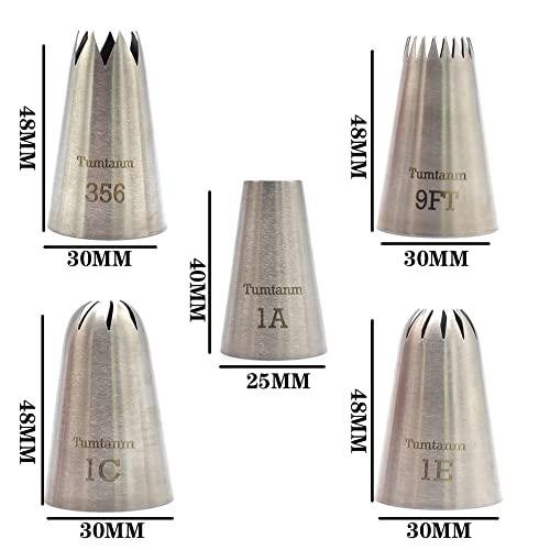 Picaru piping tips large cake decorating tools, 5 pack cake piping nozzles tips kit - diy icing nozzle tool for cupcakes