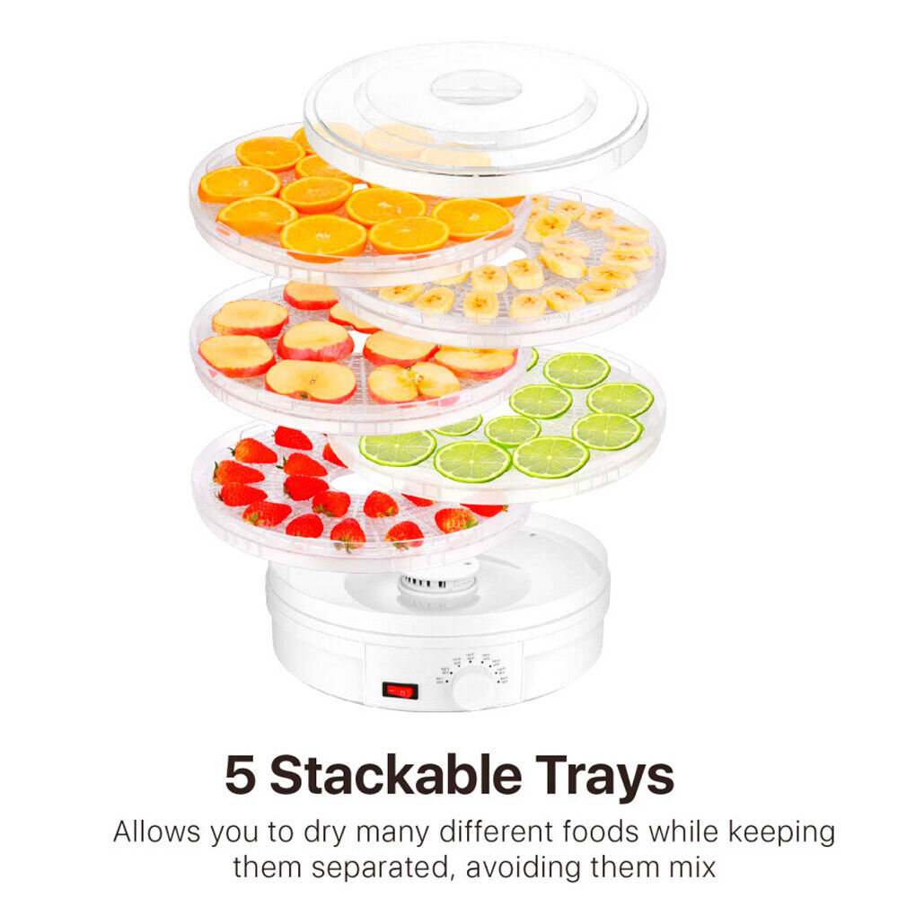 Great Choice Products Hot 5-Tray Food Dehydrator Machine Adjustable Portable Countertop Fruit Drying U