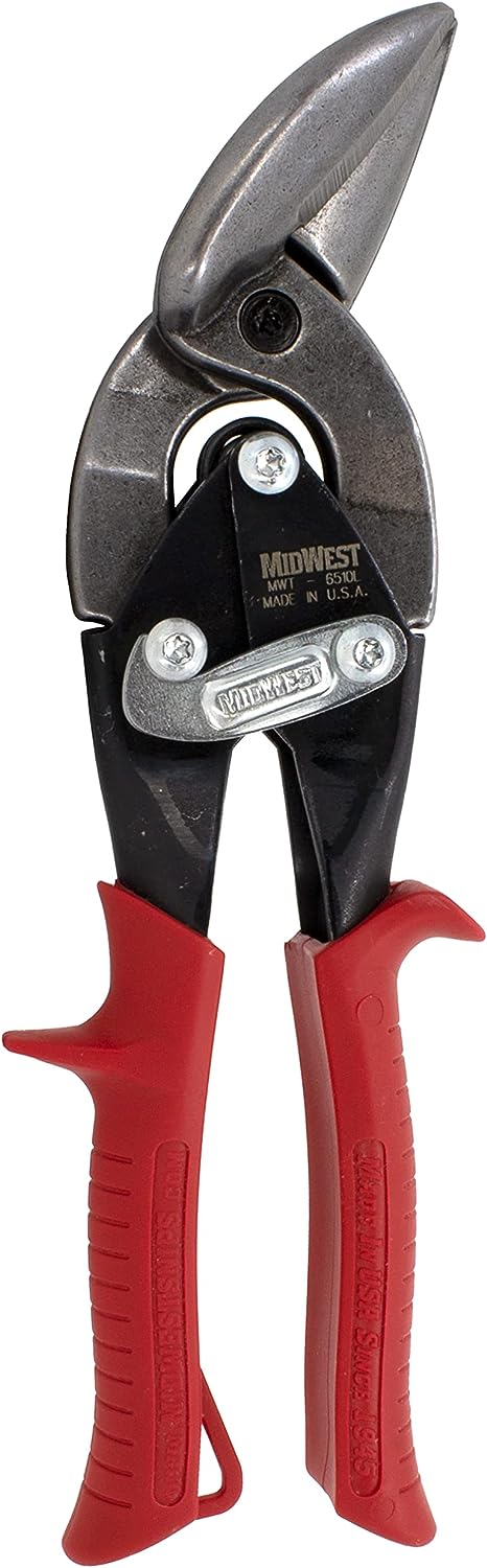 MIDWEST Tool and Cutlery Aviation Snip - Left Cut Offset Tin Cutting Shears with Forged Blade