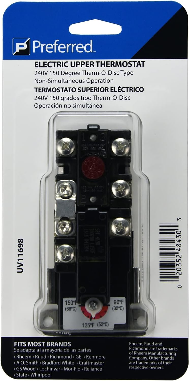 RHEEM UV11698 UV11698-Thermostat-Electric, 5.4x3x1.3 inches, Black