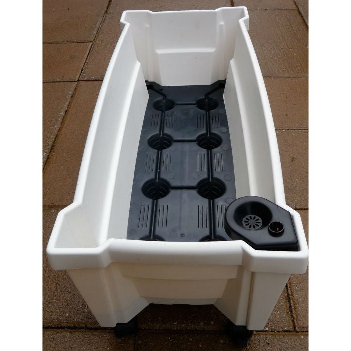 FastFurnishings Indoor/Outdoor Grey Polypropylene Self Watering Planter with Trellis on Wheels