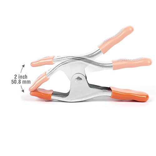 PONY Heavy Duty Metal Spring Clamps Set 2-inch, 1-inch Jaw Open, with Protective Handles and Tips, 10-piece