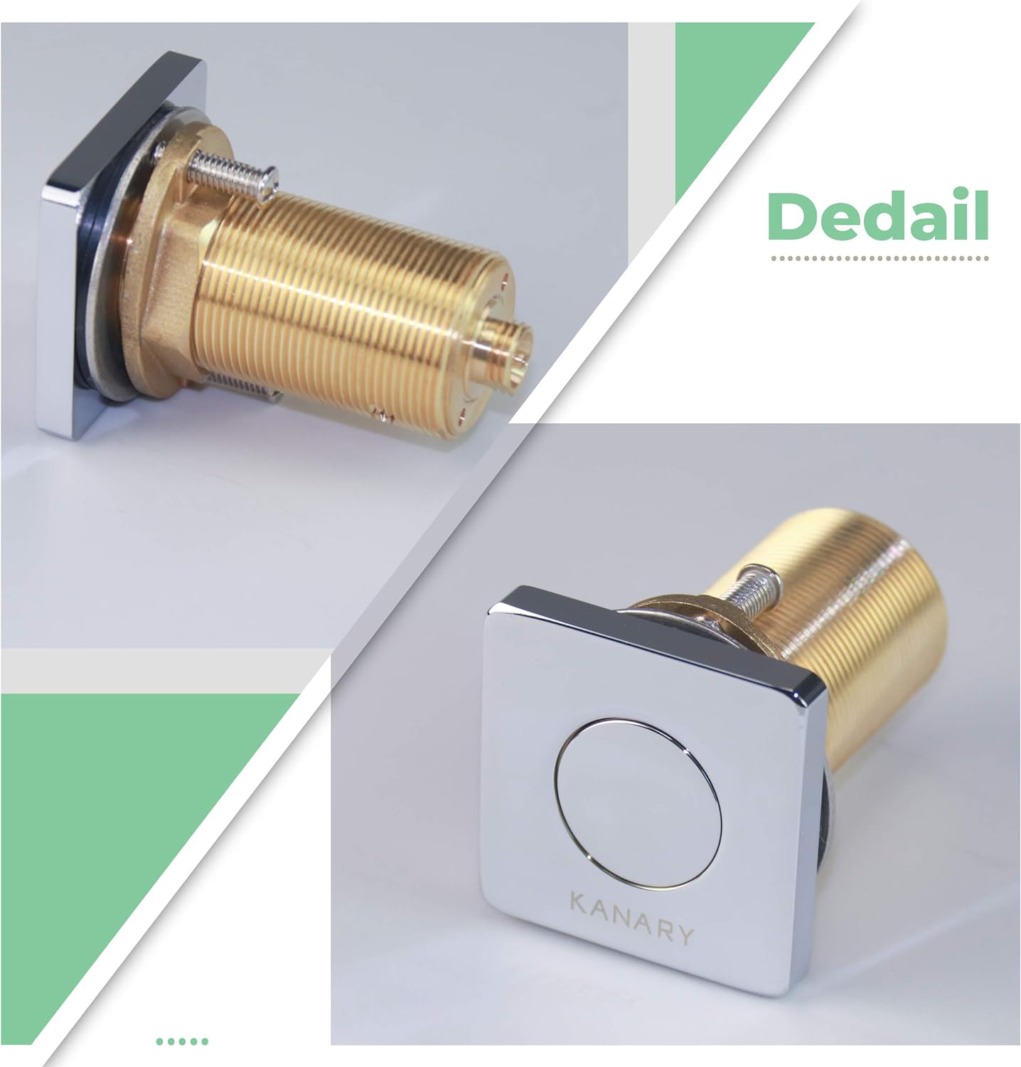 KaiLaiRui SANITARY KANARY ALL Brass Air Switch Button for Sink Top Counter Top Garbage Disposal Part (Square, Chrome)
