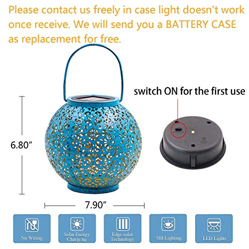 Homeimpro Solar Big Lantern Hanging Garden Outdoor Lights Metal Waterproof LED Table Lamp Decorative