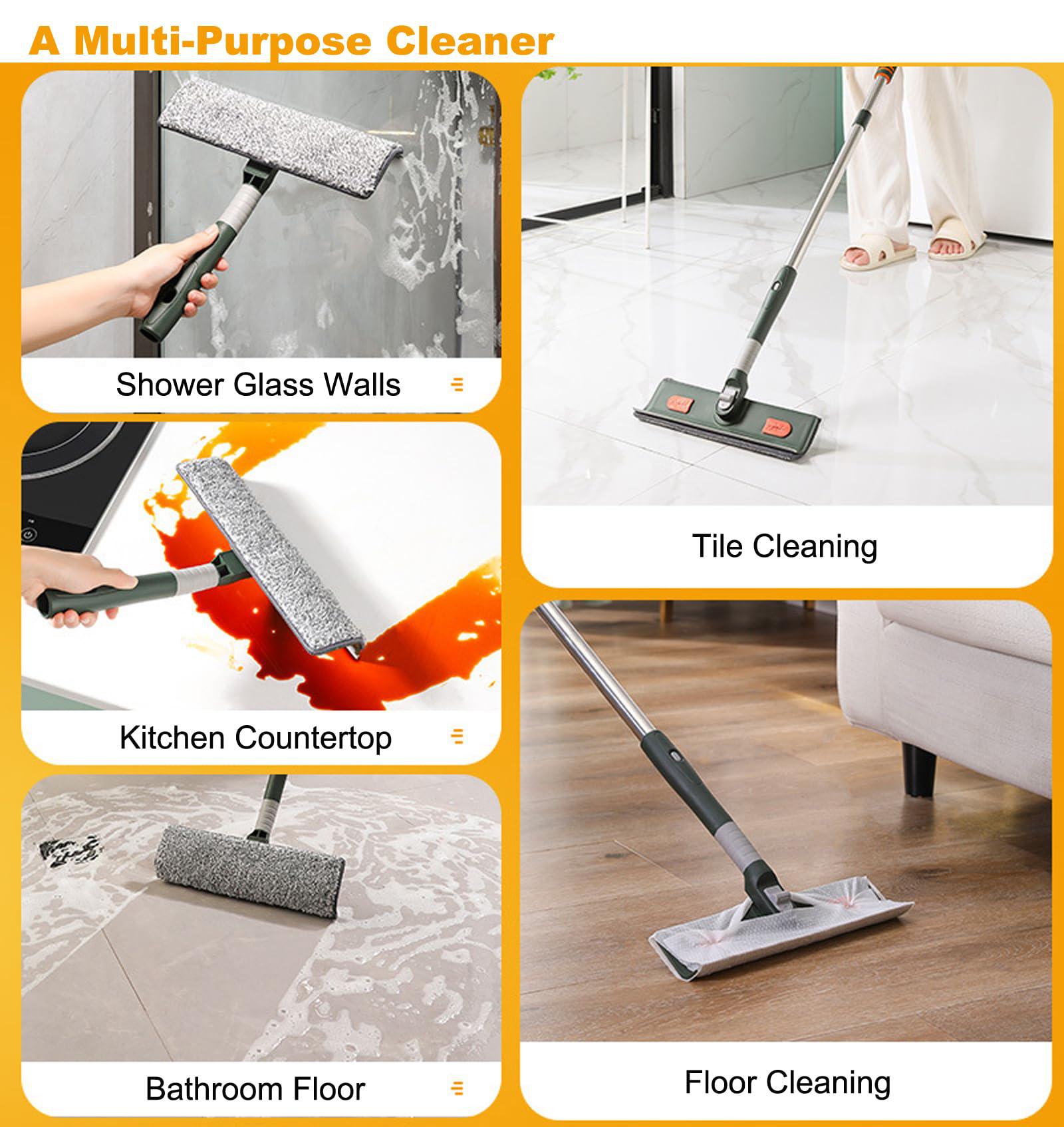 aphse window cleaner tool, cleaning squeegee kit with extension pole and bendable head for shower walls glass doors, washing