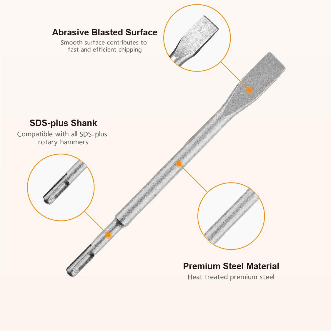 SUNGATOR sds-plus chisel set for rotary hammer, sungator 3-piece including flat chisel, point chisel and scaling chisel, fast removal