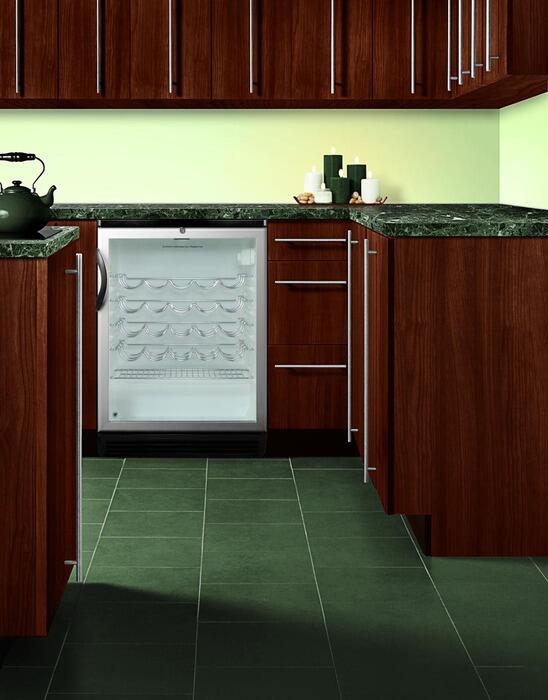 Summit SWC6GBLBI 51 Bottle 24&s; Wide Bulit-In Under-Counter Glass Door Wine Cellars