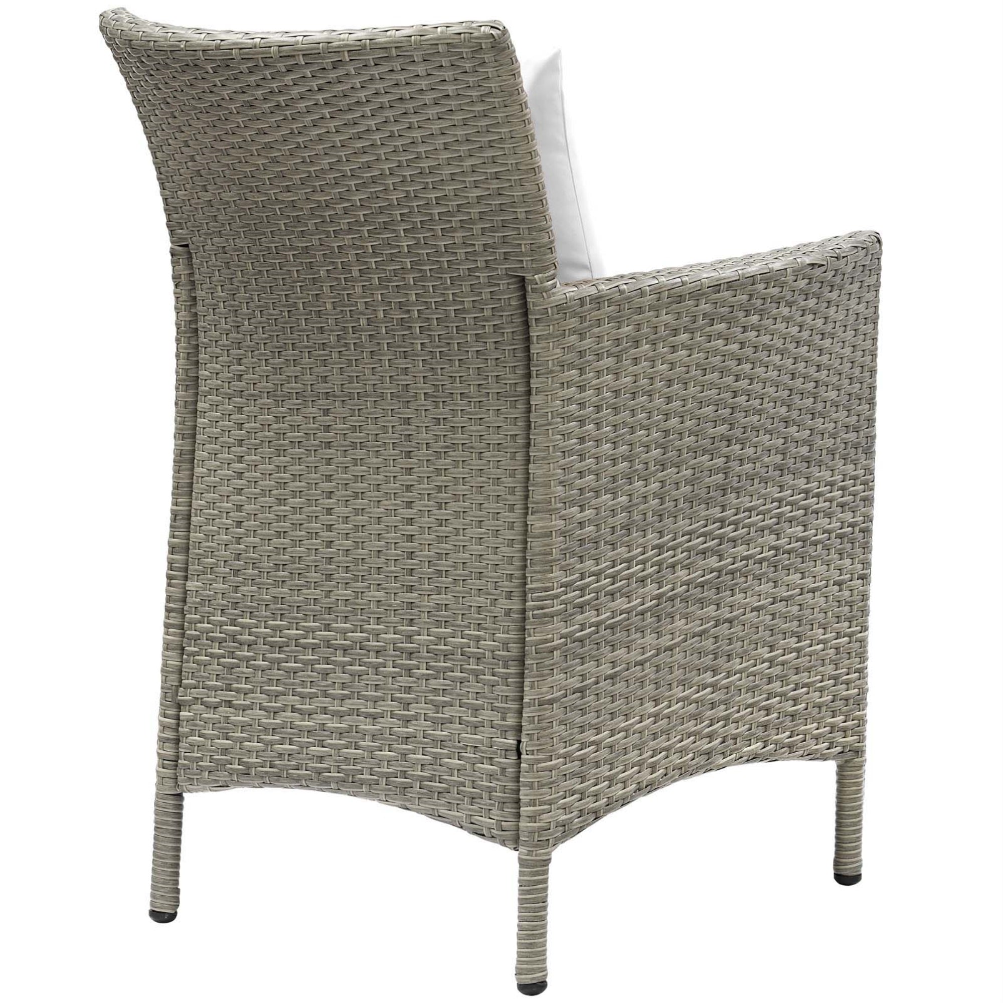 Ergode Conduit 7 Piece Outdoor Patio Wicker Rattan Dining Set - Light Gray White