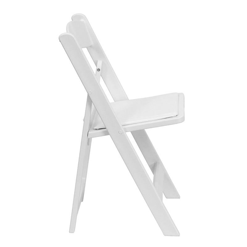 Flash Furniture HERCULES Series 1000 lb. Capacity White Resin Folding Chair with White Vinyl Padded Seat