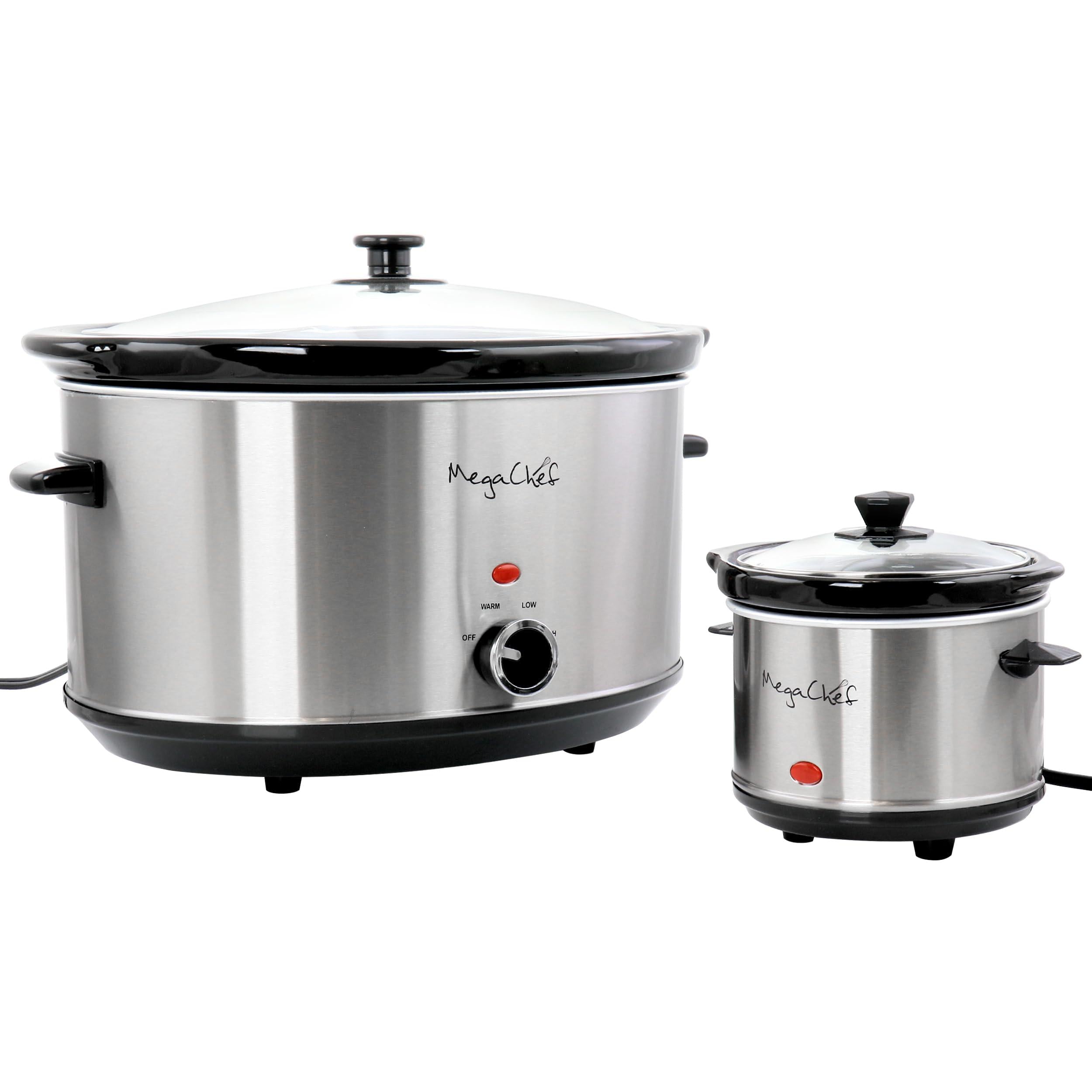 megachef 8 quart slow cooker with mini 0.6 quart warmer