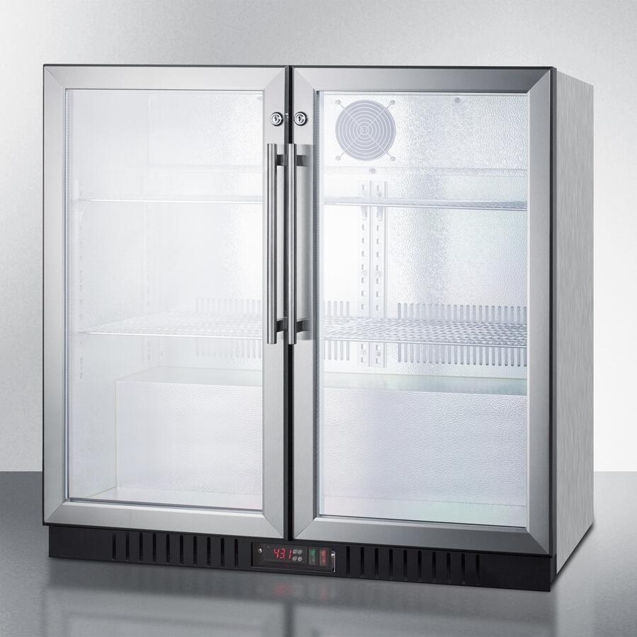 Summit SCR7012DBCSS 36 Commercially Listed Beverage Center with 7.4 cu. ft. Capacity  2 Factory Installed Lock  Interior Lights