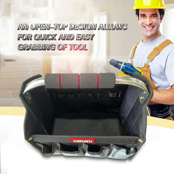 XERATH 12 inch 11 Pocket  Mufti-Functional Wide Foldable Tool Open Tote Bag