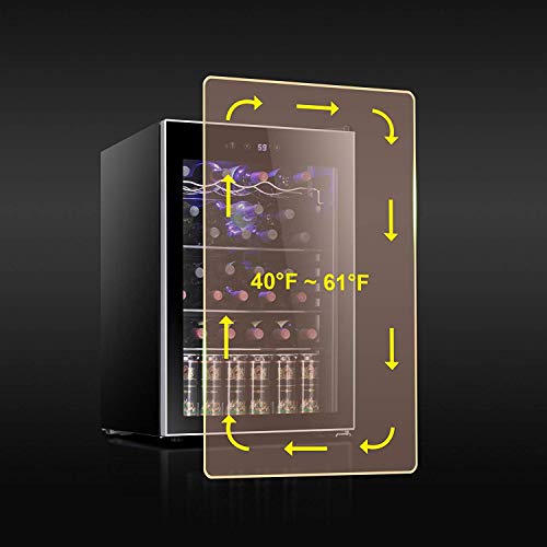Antarctic Star 36 Bottle Wine Cooler/Cabinet BeverageRefrigerator Small Mini Red &a; White Wine Cellar Beer Soda Counter Top Bar F