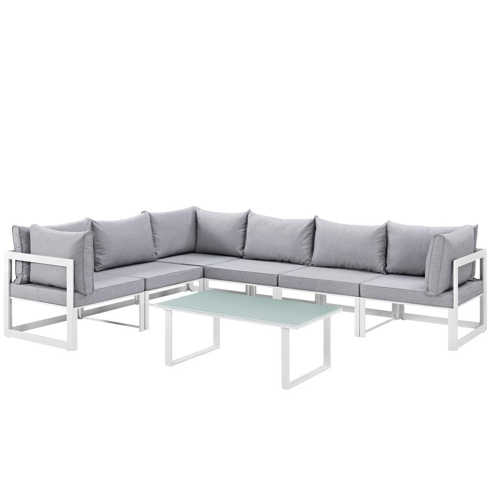 Modway Fortuna 7 Piece Outdoor Patio Sectional Sofa Set