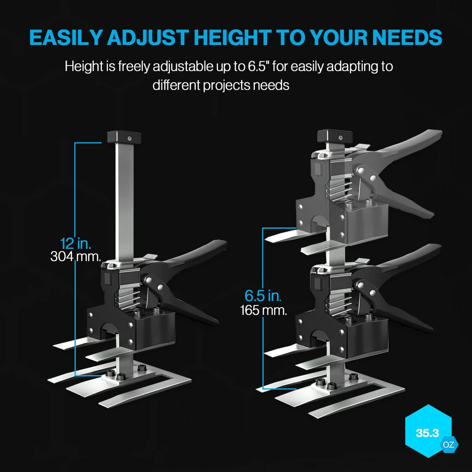 Yeontron Juprodis 2 Pack Labor Saving Arm Jack, 220 LB Heavy Duty Furniture Lifter, 6.5 Inch Adjustable Height Drywall Lift, Utility Cab