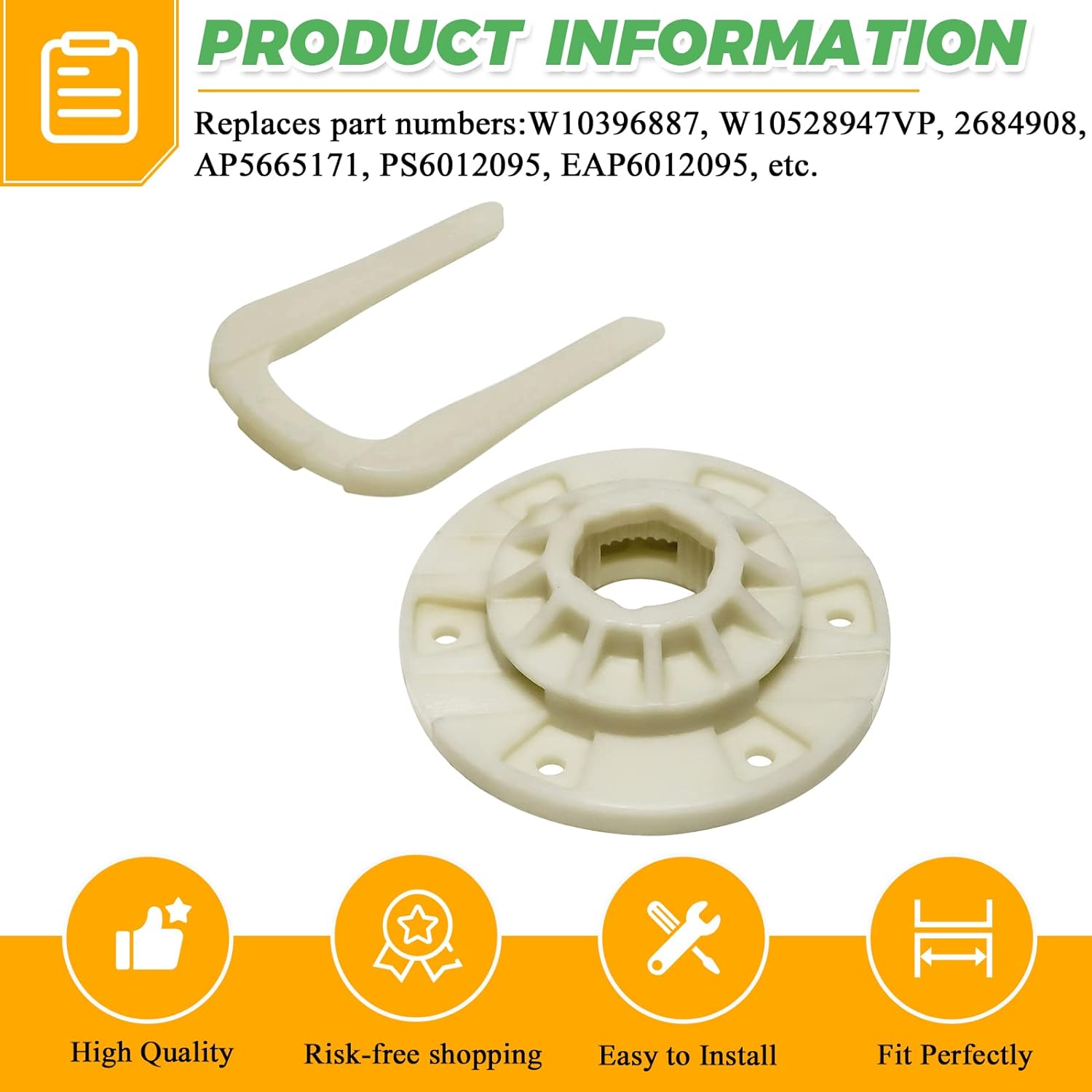 TOMOON W10528947 W10396887 Washer Basket Driven hub kit - Replacement for Whirl-pool Ken-more May-tag Ama-na Washing Machine - Replace