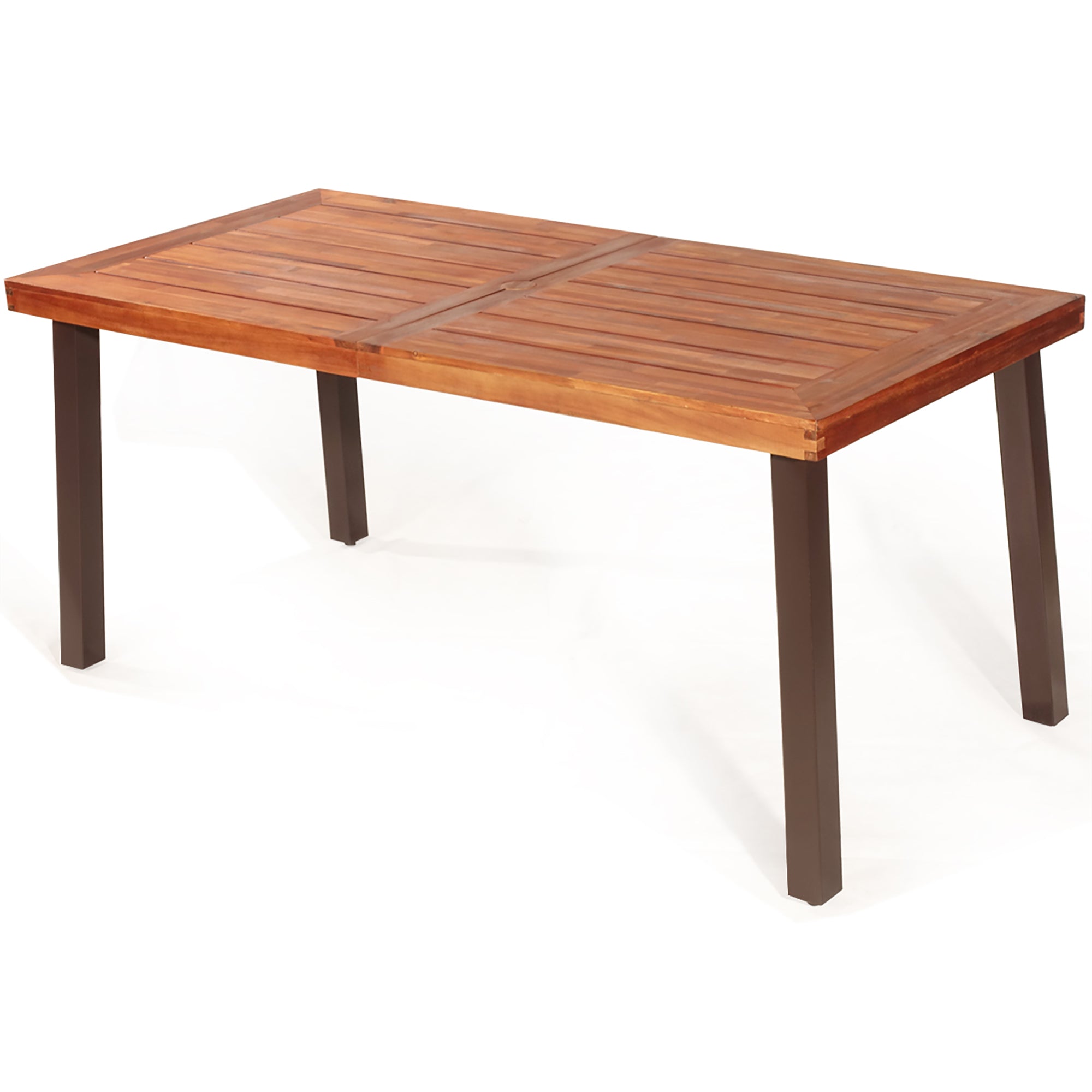Costway Rectangular Acacia Wood Dining Table Rustic Furniture  Indoor &a;Outdoor