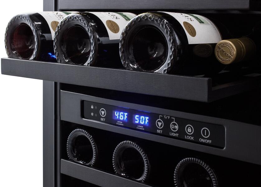 Summit SWC182Z 18 Wine Cellar with 28 Bottle Capacity  Digital Thermostat  LED Lighting  Professional Handle  in Stainless Steel
