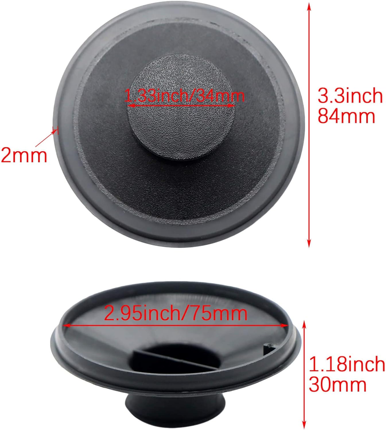 Qlvily 2PCS Sink Stopper, Black Plastic Kitchen Sink Stopper (#STP-PL), Replacement Garbage Disposal Sink Drain Stopper for Kohler, In