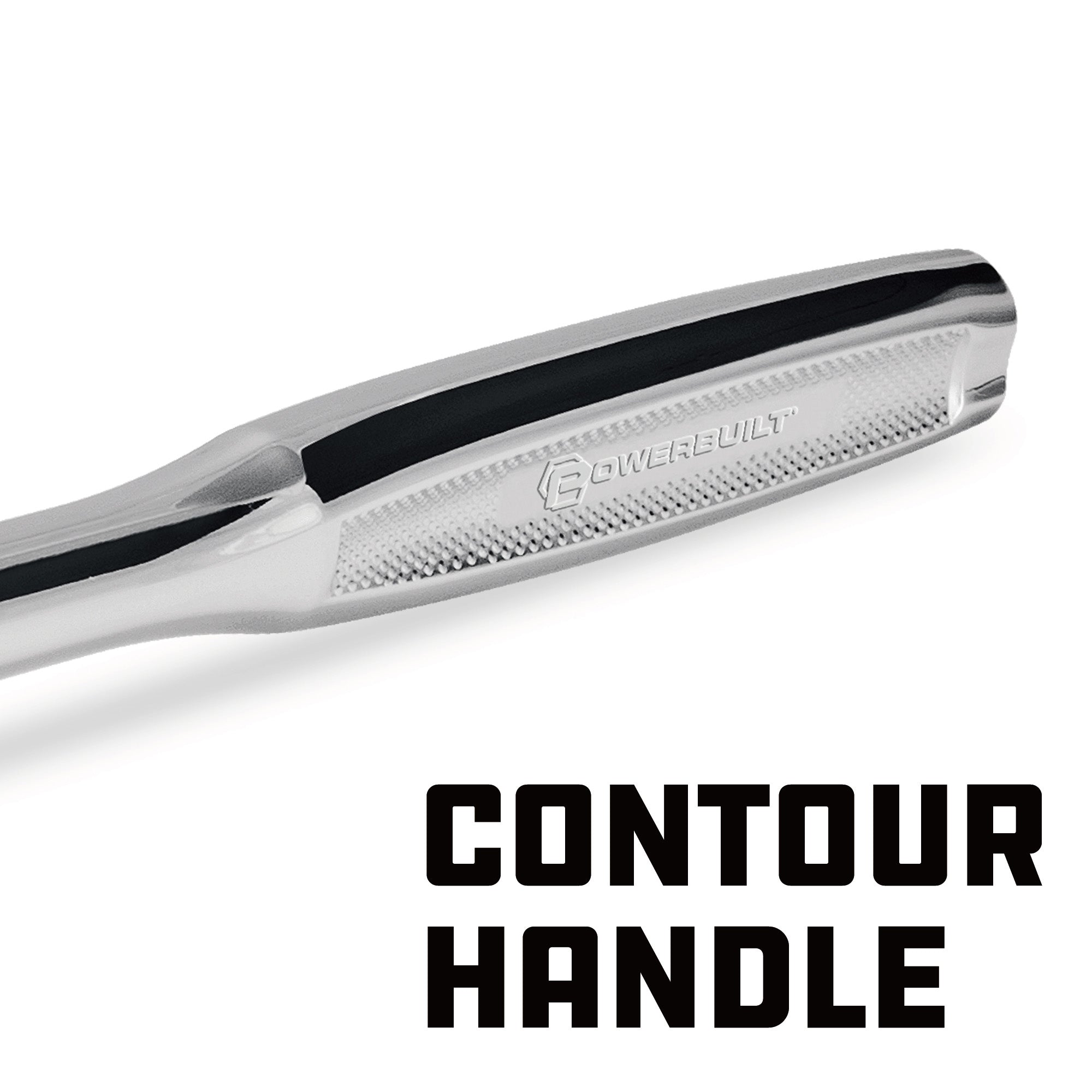 Powerbuilt 1/4 Inch Drive 72 Tooth Pro Tech 9 Inch Long Reach Flex Head Ratchet with Contour Handle - 649951