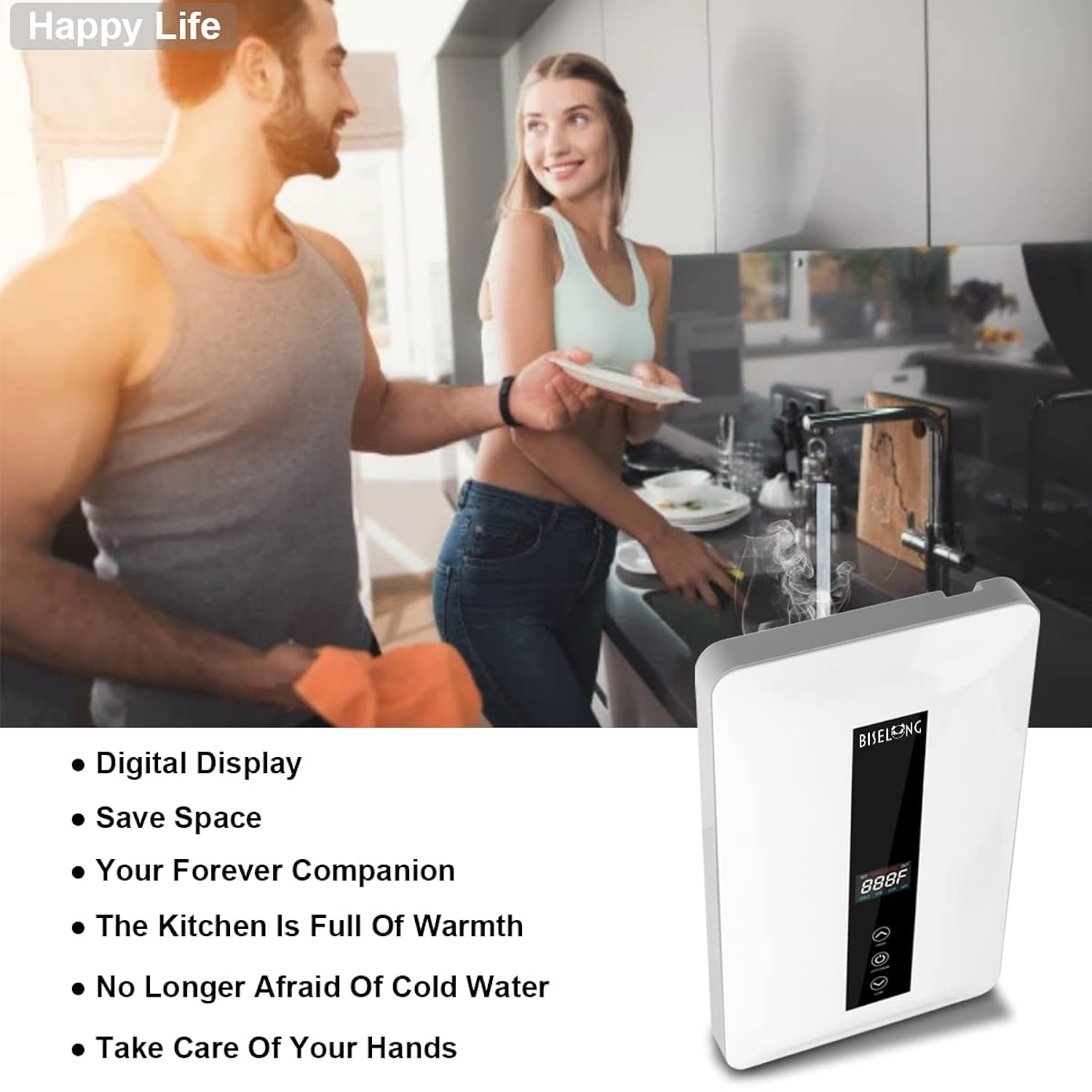 Great Choice Products Instant Electric Tankless Water Heater 220/240V,Small Smart Water Heater Self-Modulating No Standby Losses,Under Sink Ki…