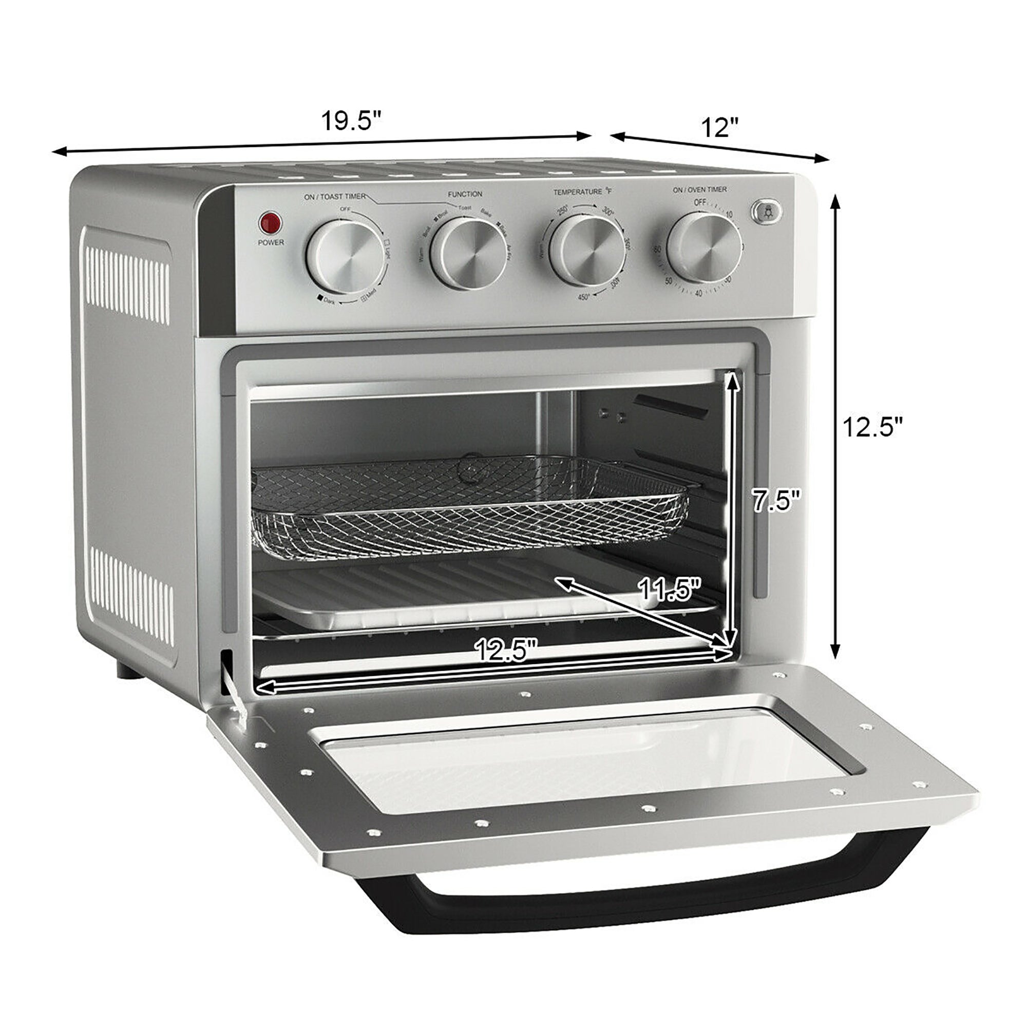 Costway 7-in-1 Air Fryer Toaster Oven 19 QT Dehydrate Convection Ovens w/ 5 Accessories
