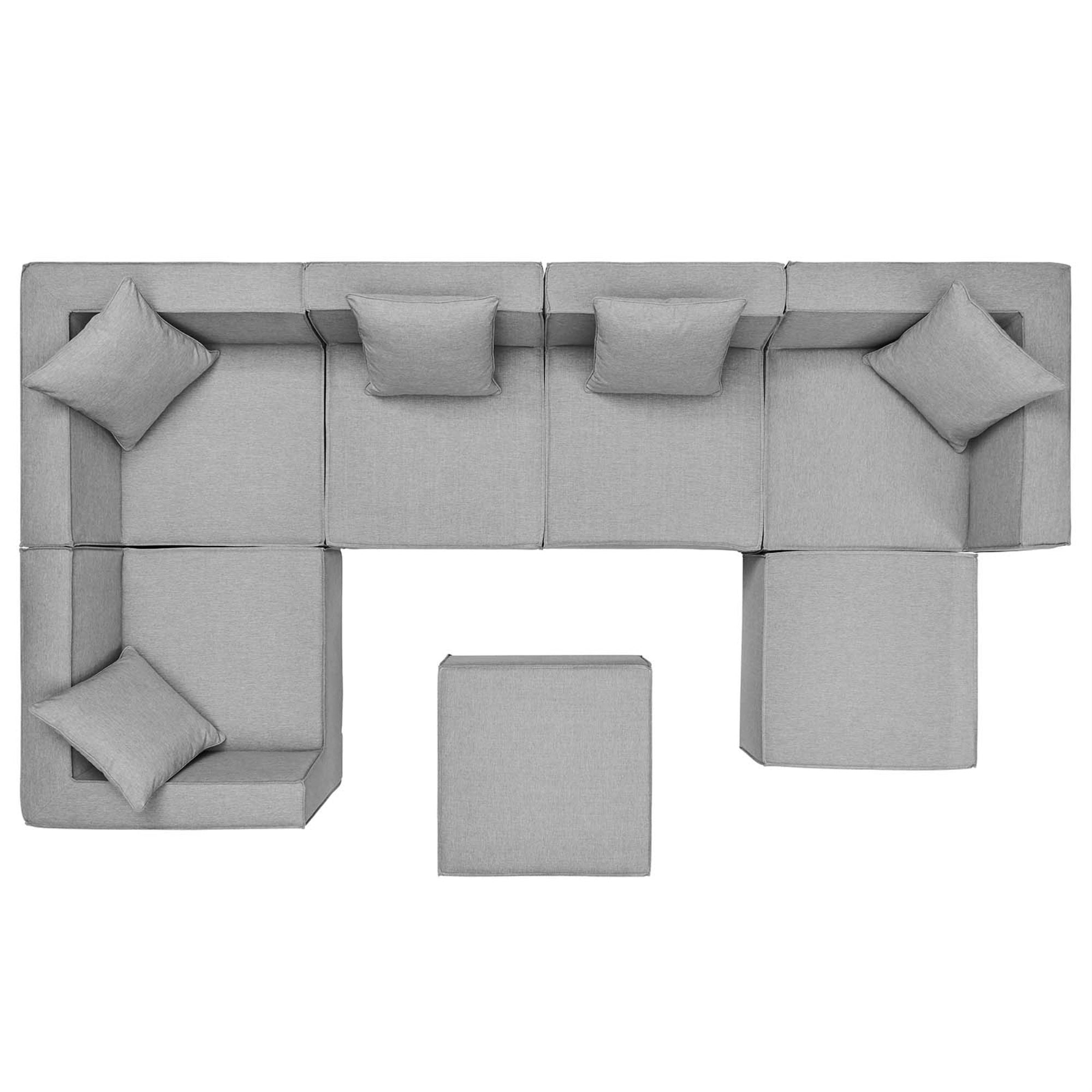 Modway Saybrook Outdoor Patio Upholstered 7-Piece Sectional Sofa Gray