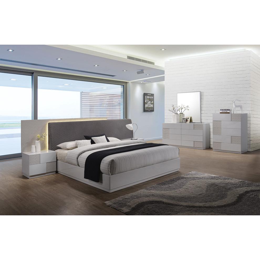 Best Master Furniture Best Master Naple 5-Piece Poplar Wood Cal King Platform Bedroom Set Gray/Silver