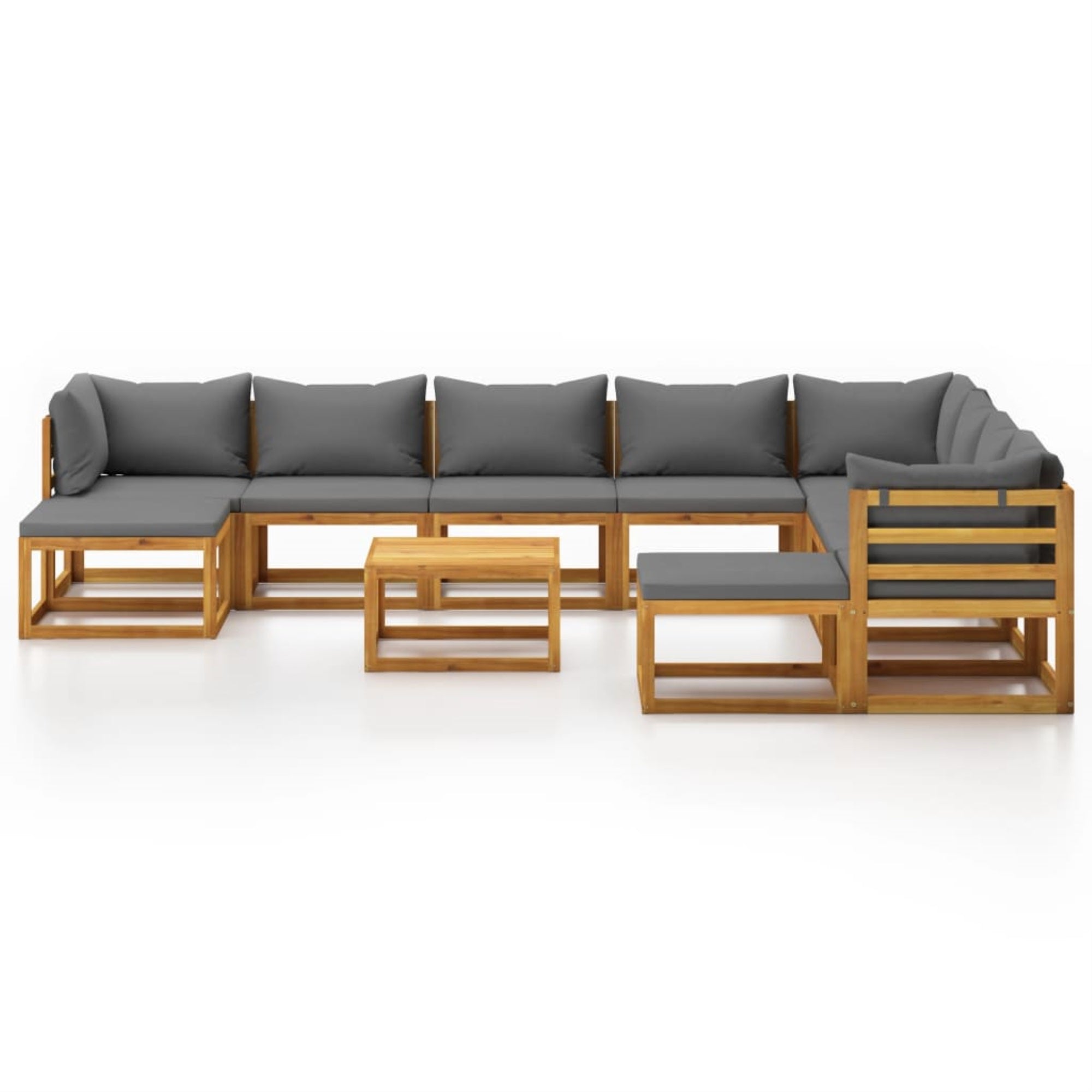 vidaXL 11 Piece Garden Lounge Set with Cushion Solid Acacia Wood Grey