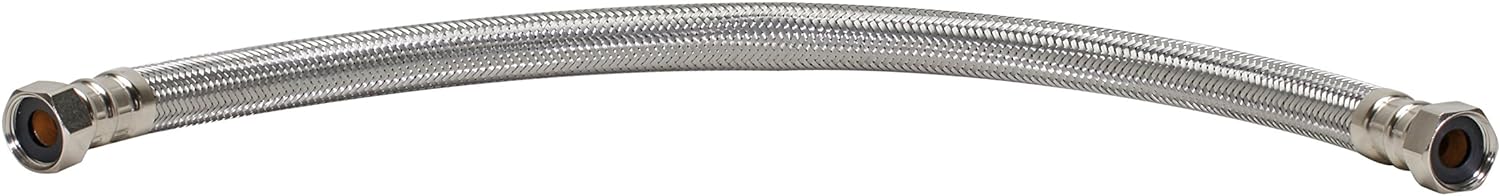 Fluidmaster GIDDS-481020 B1H24 Water Heater Connector, 3/4 in, Fip, 24 in L, 1000 Psi, Stainless Steel, Nickel, Inch